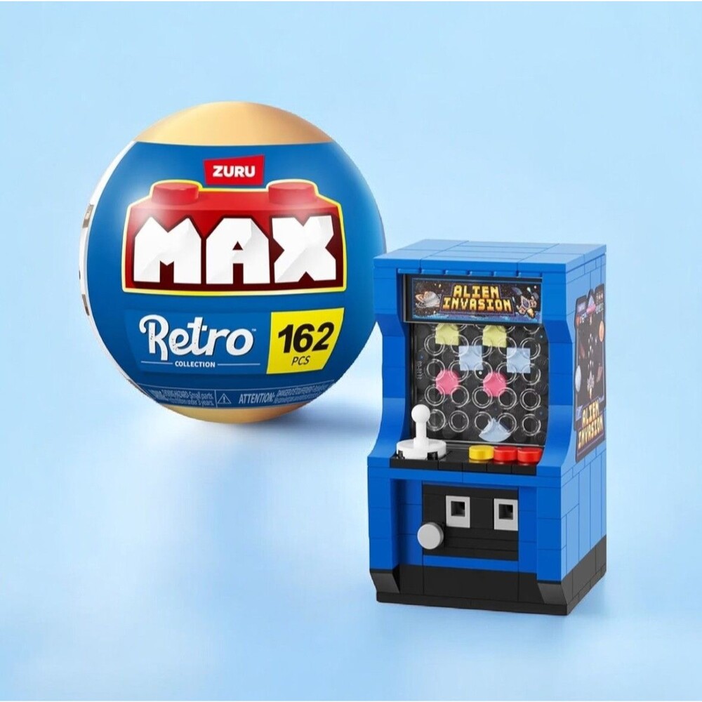 Zuru Max Premium Retro Building Bricks Arcade Alien Invasion 162pc NEW Joystick